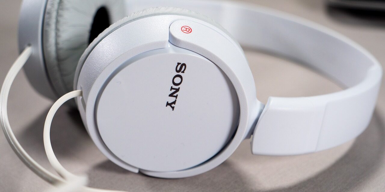 Sony Headphones Photo depicting a Sony product laying on a desk